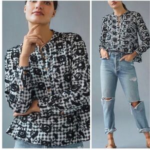 Pilcro Black and White Button Down Shirt